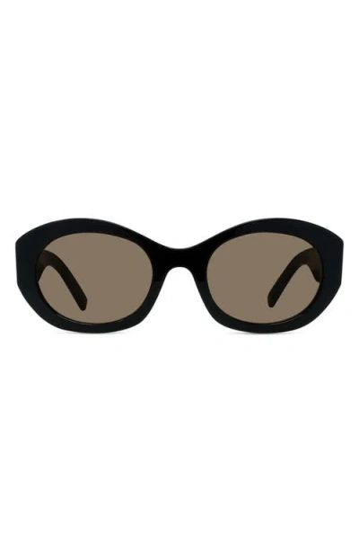 Givenchy 4g Oval Sunglasses In Shiny Black/brown