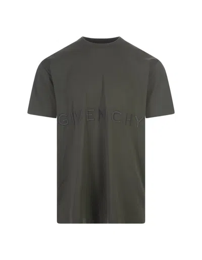 Givenchy 4g Oversized T-shirt In Grey Green Cotton
