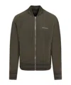 Givenchy Green Sweatshirt With Bomber Collar And 4g Logo In Wool Man In Green