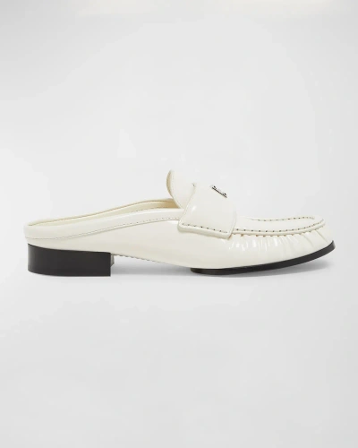 Givenchy 4g Patent Leather Mule Loafers In Ivory