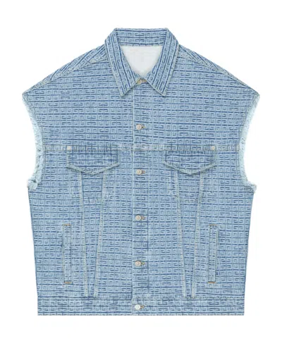 Givenchy 4g-pattern Denim Gilet In Blue