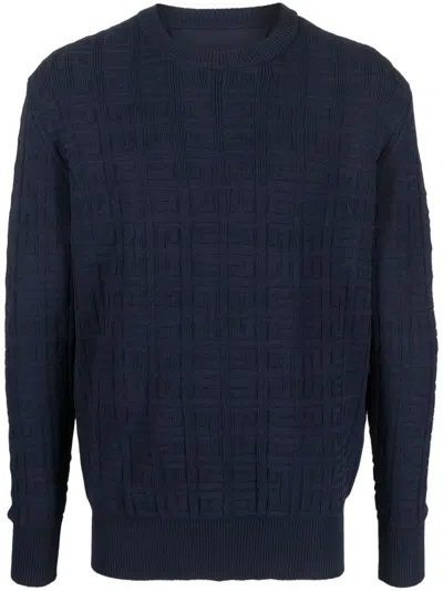Givenchy 4g Patterned-knit Jumper In Blue