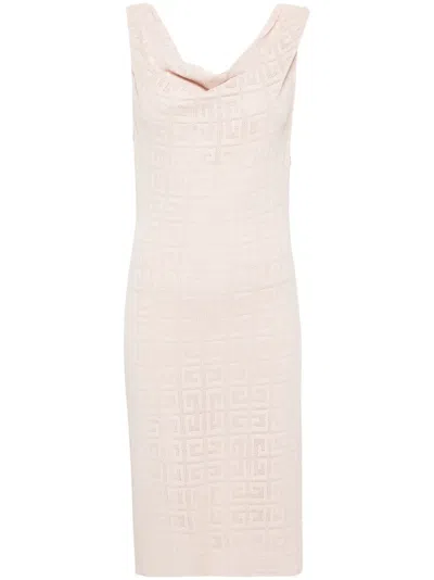 Givenchy Draped Dress In 4g Jacquard In Blush Pink
