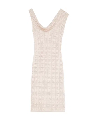 Givenchy Draped Dress In 4g Jacquard In Blush Pink