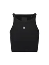 Givenchy Cropped Tank Top In Cotton With 4g Detail In Black