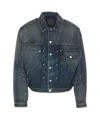 Givenchy 4g Plaque Distressed Denim Jacket In Blue