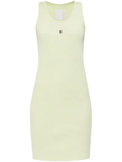Givenchy 4g Plaque Ribbed-knit Tank Dress In Green