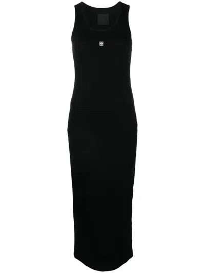 Givenchy 4g Plaque Cotton Long Dress In Black