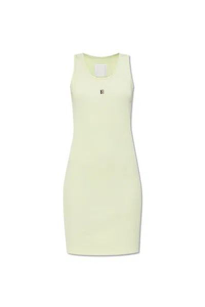 Givenchy 4g Plaque Ribbed-knit Tank Dress In Green