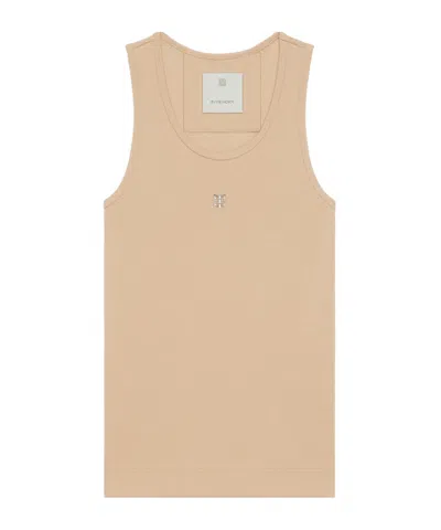 Givenchy 4g-plaque Ribbed Tank Top In Cappuccino Beige