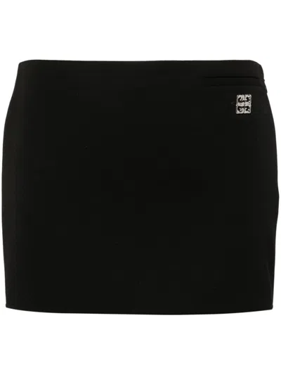 Givenchy 4g-plaque Wool Miniskirt In 黑色