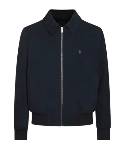 Givenchy Black Leather Jacket In Blue