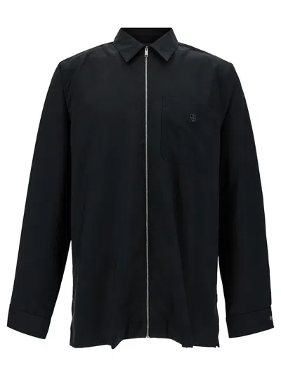 Givenchy 4g Plaque Zipped Shirt In Black