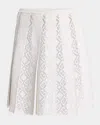 Givenchy A-line Skirt With Embroidered Perforated Pleated Design In White