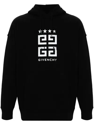 Givenchy Black Sweater With 4g Logo Jacquard With Used Effect In Cotton Man