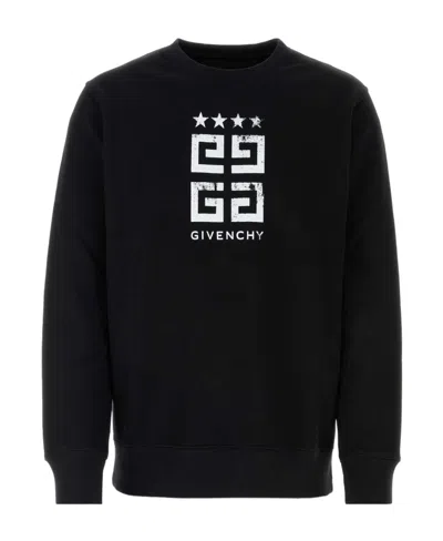 Givenchy Black Sweater With 4g Logo Jacquard With Used Effect In Cotton Man
