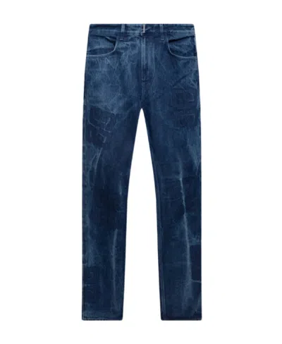 Givenchy 4g-print Mid-rise Straight-leg Jeans In Blue