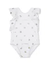 Givenchy 4g-print Ruffled Swimsuit In White