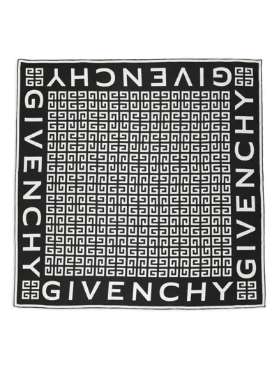 Givenchy 4g Monogram Silk Twill Square Scarf In Blue