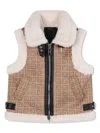 Givenchy Beige Gilet With 4g Print And Faux Shearling Profiles In Neutrals