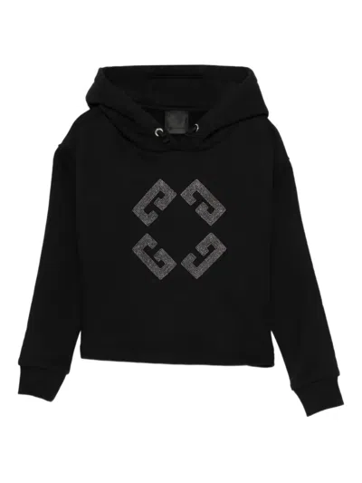 Givenchy Kids' 4g Rhinestone-embellished Hoodie In Black