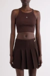 Givenchy 4g Logo Ribbed Crop Tank Top In Russet Brown