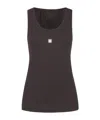 Givenchy Sleeveless Black Stretch Top With Silver Logo Detail In Black