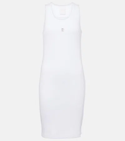 Givenchy 4g Ribbed-knit Cotton Minidress In White