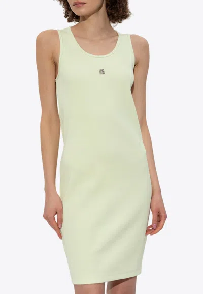 Givenchy 4g Plaque Ribbed-knit Tank Dress In Green