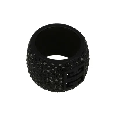 Pre-owned Givenchy 4g Ring In Metal With Crystals 'black' | Women's Size 54