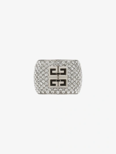 Givenchy 4g Ring In Metal With Crystals In Silvery