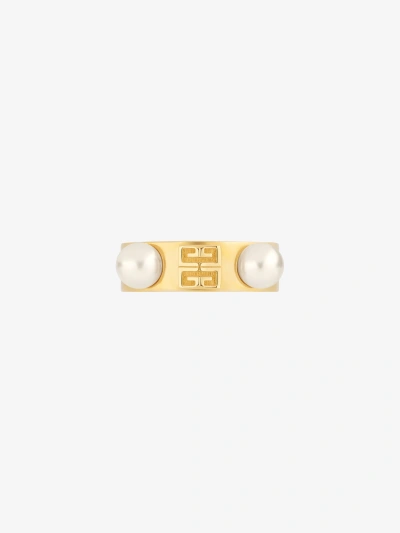 Givenchy 4g Ring In Metal With Pearls In Golden Yellow