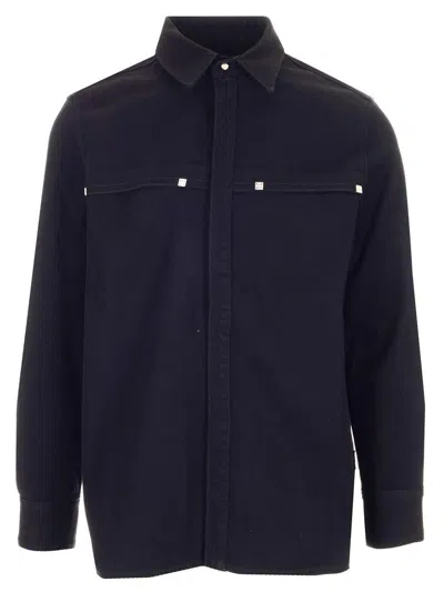 Givenchy 4g Rivet Long Sleeved Denim Shirt In Black