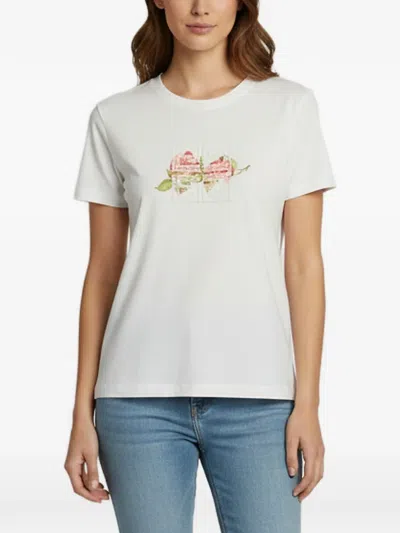Pre-owned Givenchy 4g Rose-print T-shirt In White