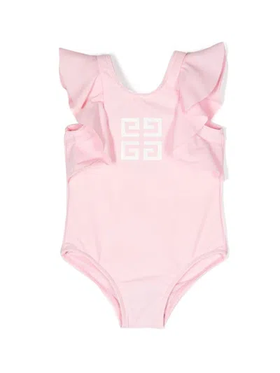 Givenchy Babies' 4g Ruffled Swimsuit In Pink