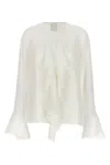 Givenchy Flared Cuffs Ruffled V-neck Shirt In White