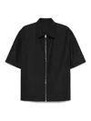 Givenchy Pointed Collar Short-sleeve Zipped Shirt In Black