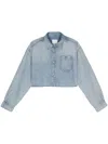 Givenchy Cropped Lyocell Shirt With Pointed Collar In Blue
