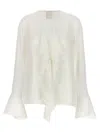 Givenchy Flared Cuffs Ruffled V-neck Shirt In White