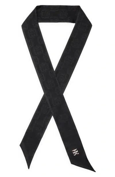 Givenchy 4g Silk Jacquard Skinny Scarf In Black