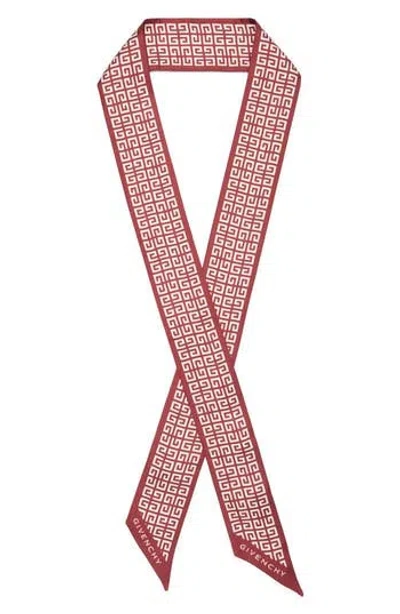 Givenchy 4g Monogram Silk Scarf In Burgundy