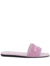Givenchy 4g Flat Mauve White Logo Sandal In Pink