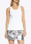 Givenchy Women's White Logo-plaque Cropped Ribbed Cotton-jersey Tank Top In White