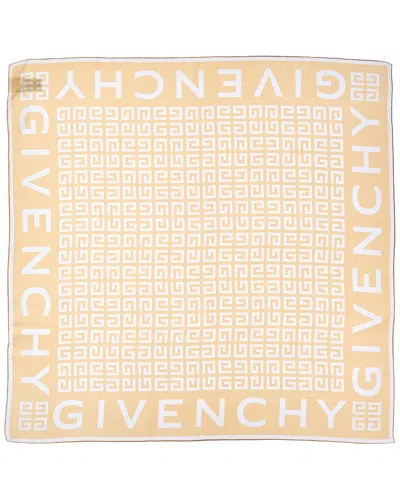 Givenchy 4g Small Square Silk Scarf In Metallic