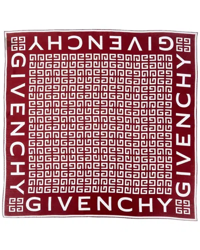 Givenchy 4g Small Square Silk Scarf In Burgundy