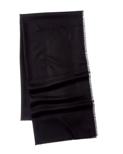 Givenchy 4g Square Large Wool & Silk-blend Scarf In Black