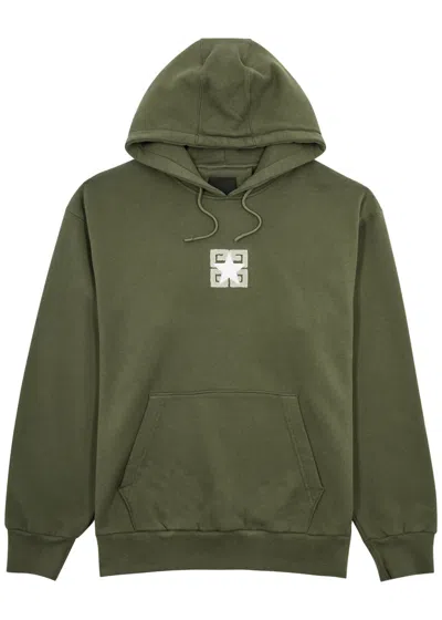 Givenchy 4g Stars Hooded Cotton Sweatshirt In Green