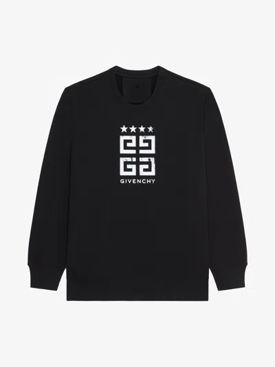 Givenchy 4g Stars Slim Fit Sweatshirt In Fleece In Black