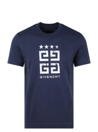 Givenchy 4g Stars T-shirt In Cotton In Blue