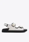 Givenchy 4g Logo-embellished Leather-trimmed Canvas Sandals In Natural